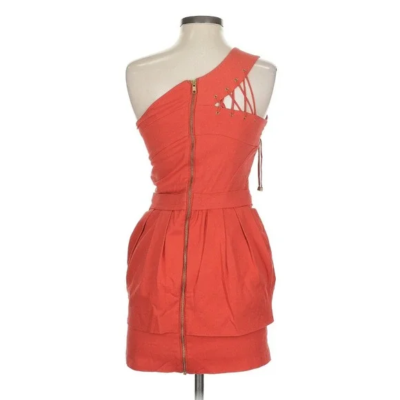 Preen By Thornton Bregazzi One Shoulder Laces Up Mini Dress Red Women  Small - www.sanvalentin.cl